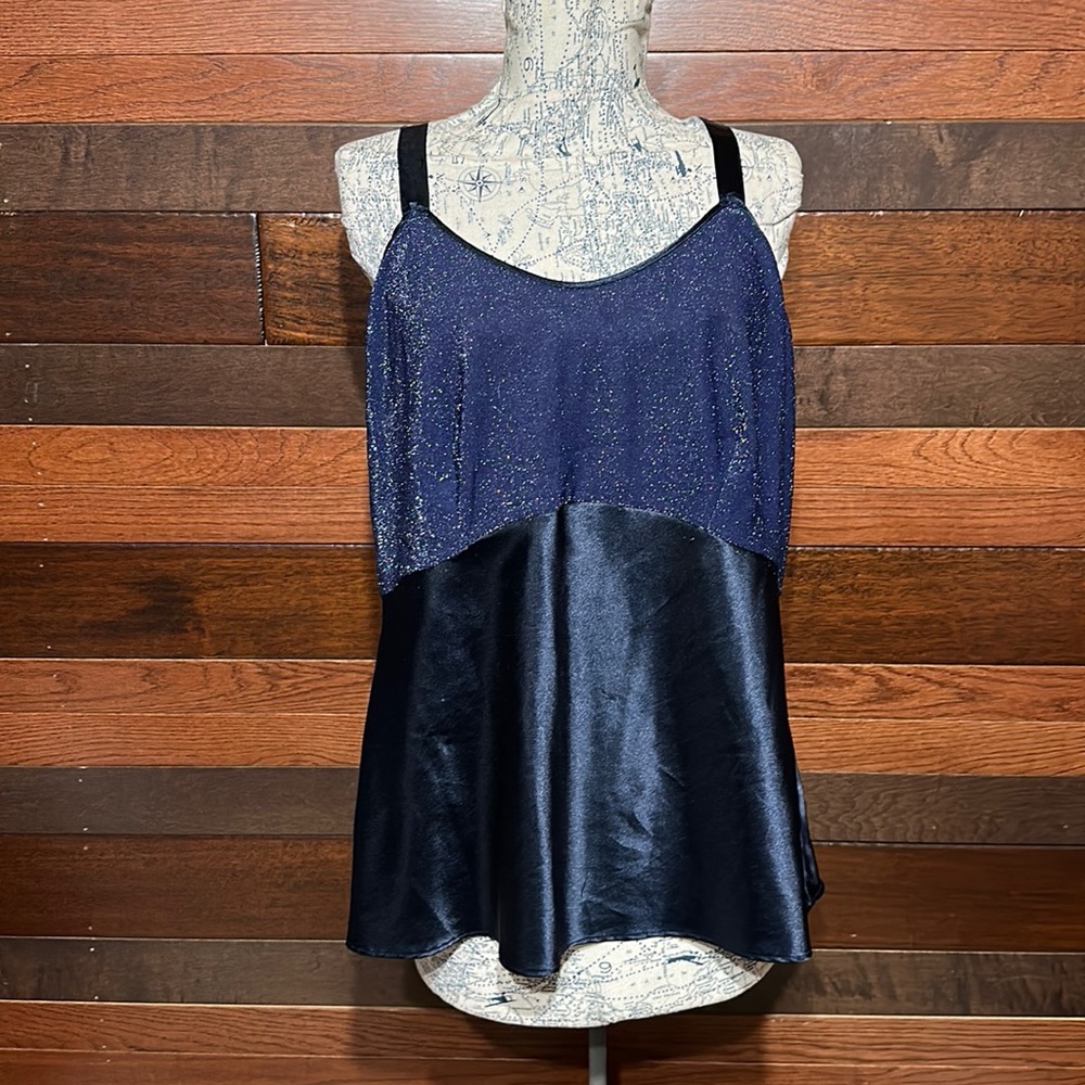 Vintage Perfection Scoop Neck Navy Blue Sparkly Tank Top